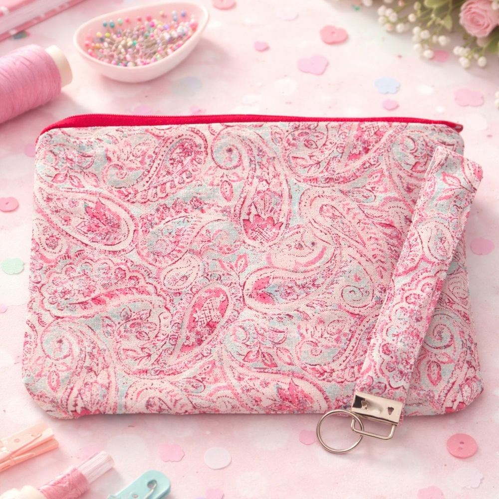 Pink Paisley Women's Clutch w/ key fob